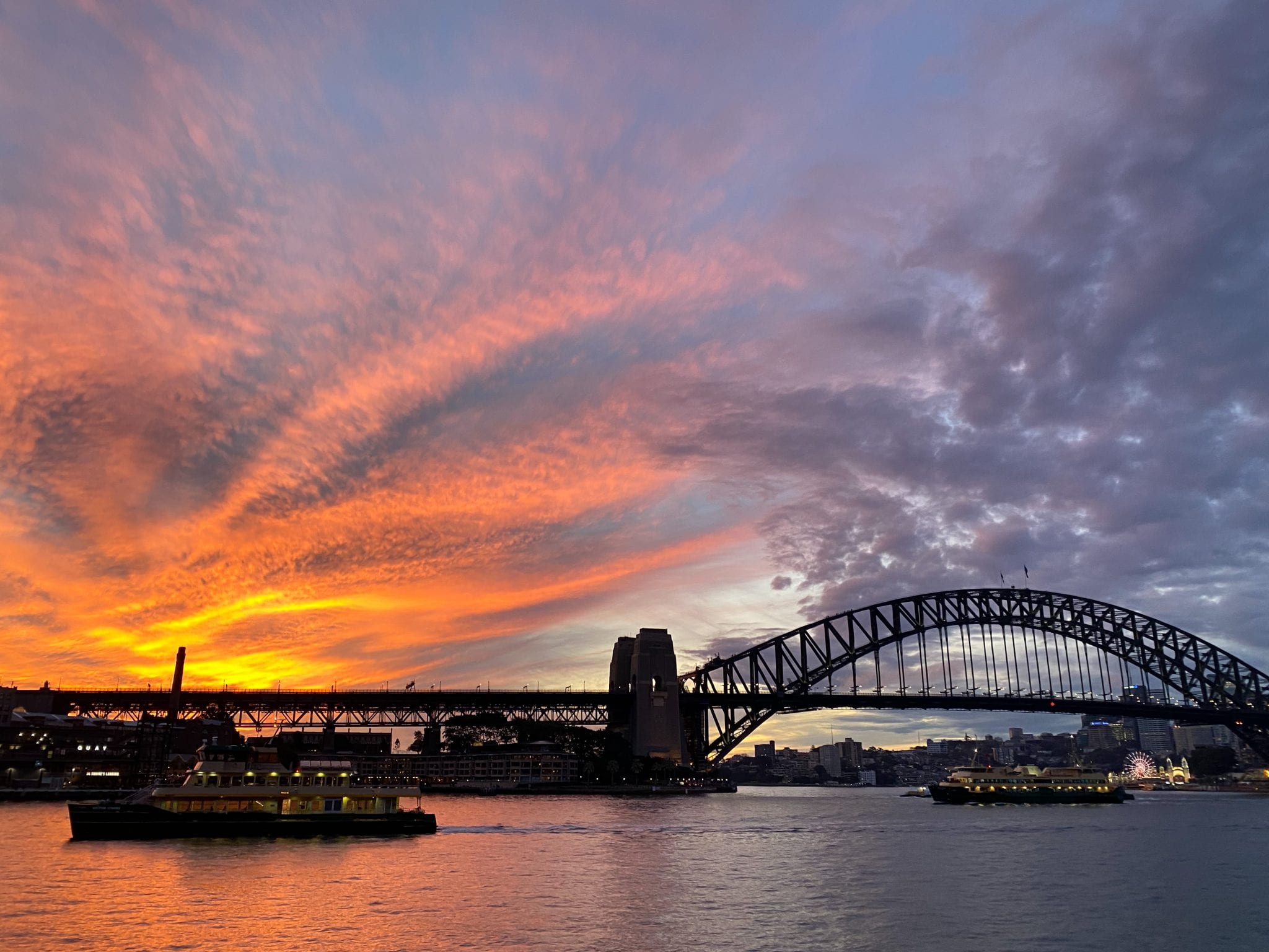sunset in Sydney harbour bridge